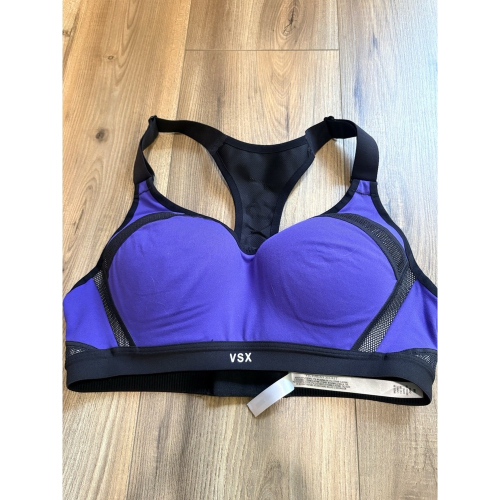 VSX Sport Victorias Secret Sports Bra 34B Purple Racerback padded Underwire